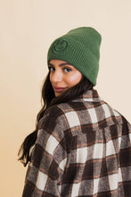 Load image into Gallery viewer, Happy Face Embroidered Ribbed Knit Beanie
