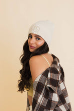 Load image into Gallery viewer, Happy Face Embroidered Ribbed Knit Beanie
