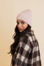 Load image into Gallery viewer, Happy Face Embroidered Ribbed Knit Beanie
