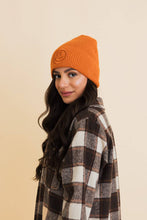 Load image into Gallery viewer, Happy Face Embroidered Ribbed Knit Beanie
