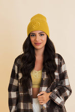 Load image into Gallery viewer, Happy Face Embroidered Ribbed Knit Beanie
