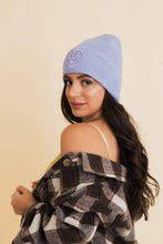 Load image into Gallery viewer, Happy Face Embroidered Ribbed Knit Beanie
