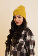 Load image into Gallery viewer, Happy Face Embroidered Ribbed Knit Beanie
